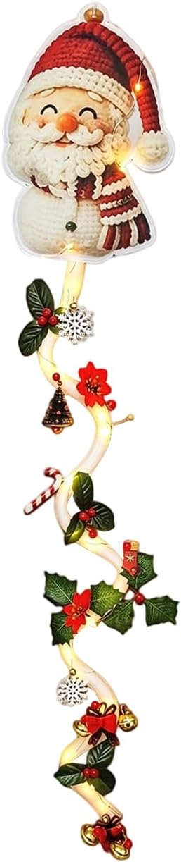 Christmas Decoration Door Hanger 2D Santa Claus with Flowers and Pine Cones – Bild 3