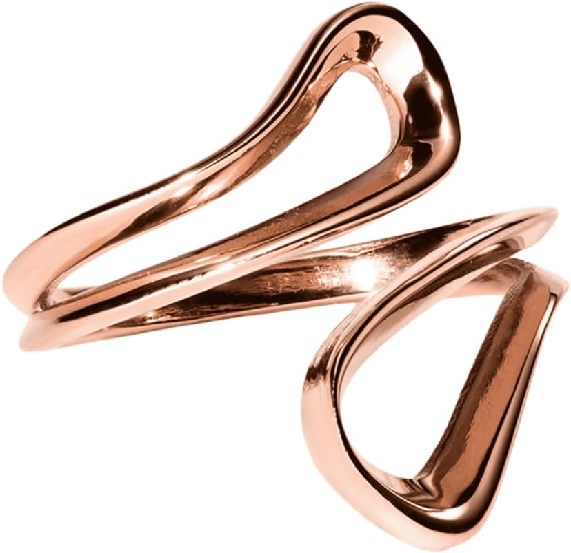 Purelei Journey Ring - Open Size Adjustable Design Ring - Stainless Steel 14K/18K Gold Plated - Modern Statement Piece - Sizes S/M & M/L - Waterproof