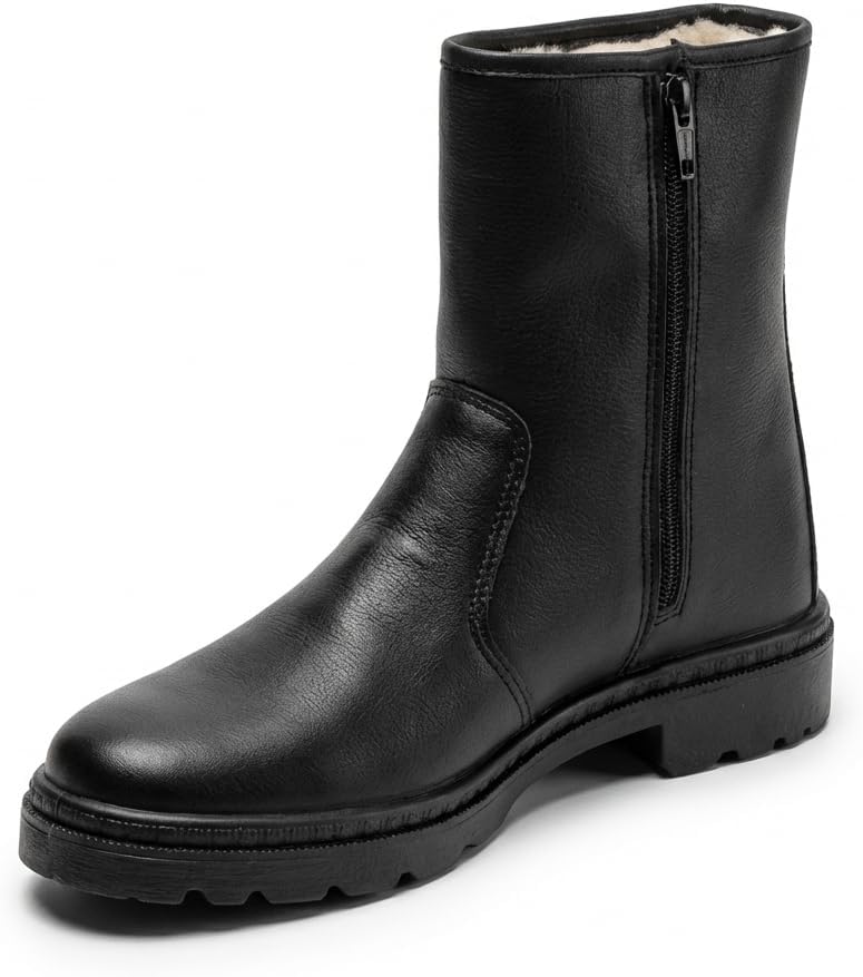 Men's Leather Lined Winter Boots, Warm Lambskin Desert Boots, Chukka Ankle Boots, Real Leather, Waterproof and Non-Slip Lace-Up Boots for Winter Outdoor & Work Shoes, Robust Thermal Suede – Bild 2