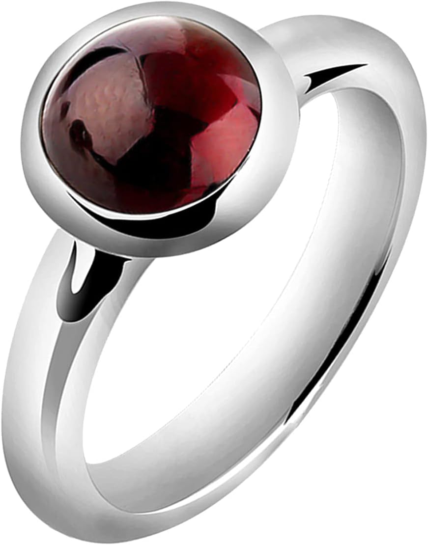 Nenalina Ring Silber 925 Damen Silberring Damenring mit 8 mm rundem Granat – Bild 2