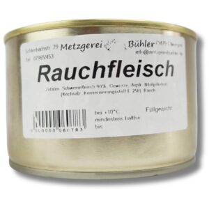 Smoked Meat in a Tin 220 g – 400 g Made from 90% German Pork by Homemaker Sausage Art Sausage Preserve from Butcher Bühler Long Lasting Delicious Sausage Cold Cuts Sausage & Meat (300 g)