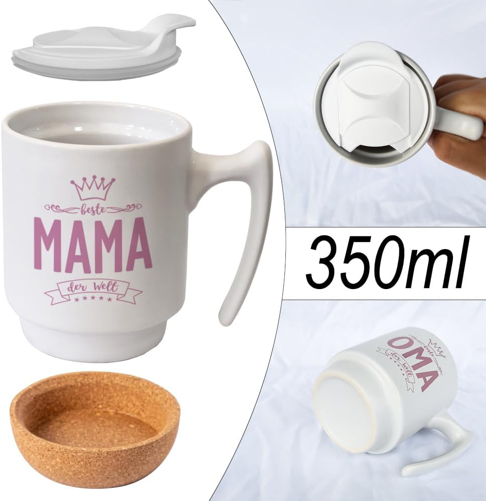 Mum and Dad Mug Set with Lid and Coaster – Bild 3
