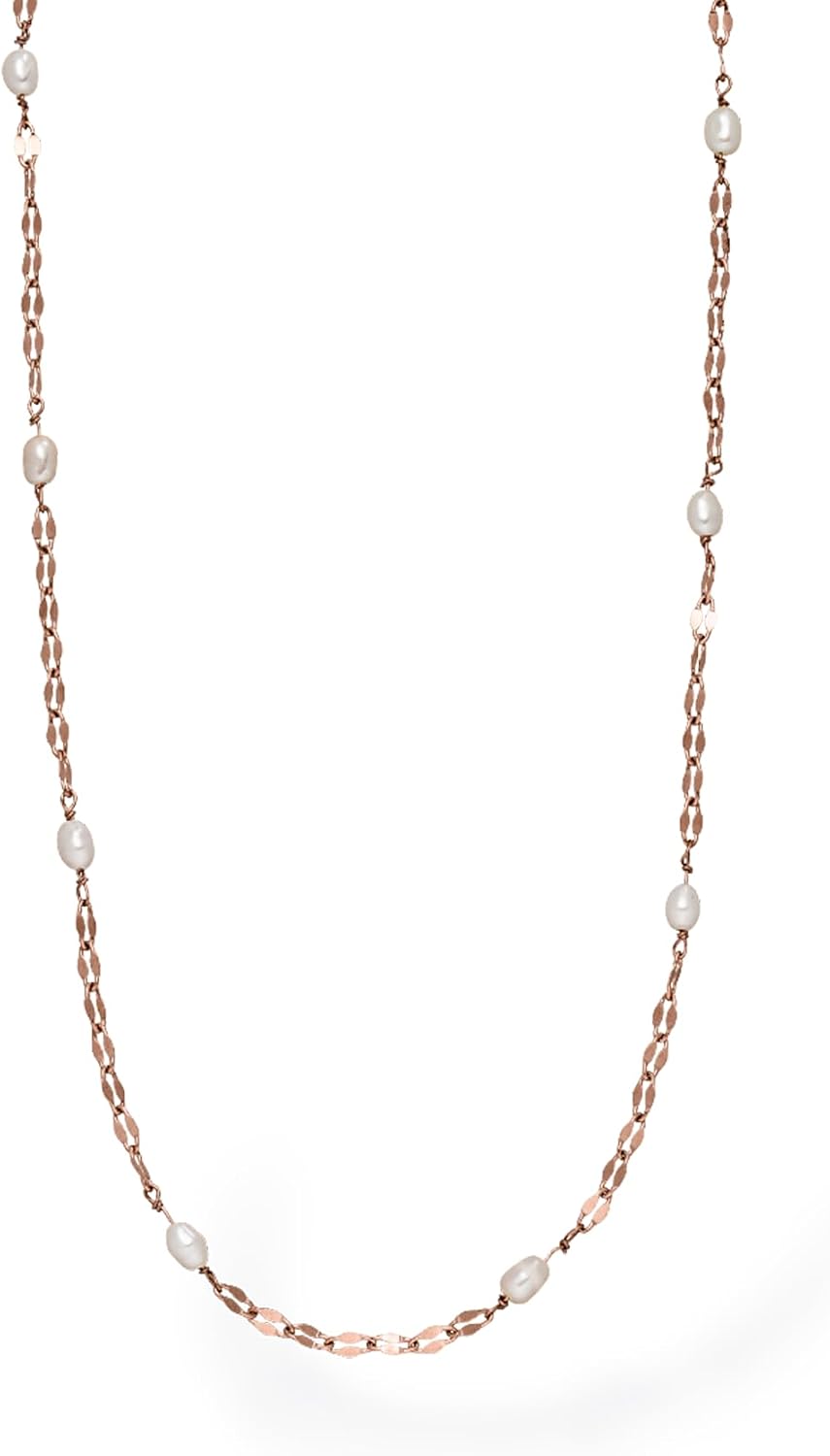 Purelei Delicate Pearl Necklace for Women, Stainless Steel Chain with Freshwater Pearls, Fine Pearl Necklace with Adjustable Length