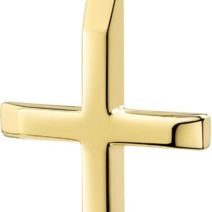 Women’s Pendant 750 Gold 18 Carat Yellow Gold Cross Pendant Real Gold with Flattened Edges Cross with Necklace or without Chain Selectable