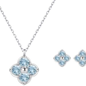 Women’s Clover Birthstone Jewellery Set in 925 Sterling Silver
