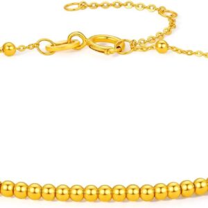 18K Gold Chain Bracelet 750 Yellow Gold Beads Charm Link Bracelets 16 + 3