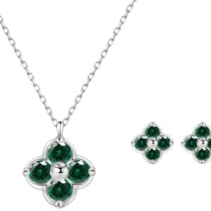 Women’s Clover Birthstone Jewellery Set in 925 Sterling Silver