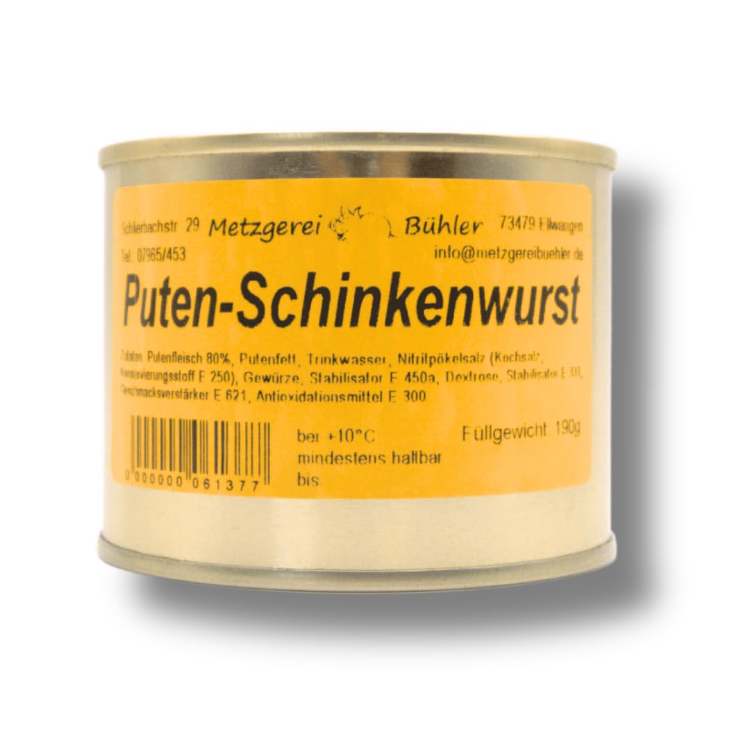Turkey Ham Sausage 190 g Canned Sausage Canned Sausage from Butcher Bühler Turkey Meat Premium Turkey Meat 100% German Meat Chicken Ham Sausage Chicken Meat Preserved