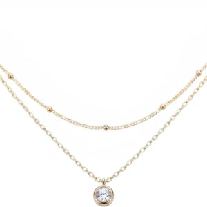 Layering Necklaces for Women, Delicate 14K Gold Plated Chains, Fashion Minimalist Pendant Necklace Set, Stylish Waterproof Jewelry