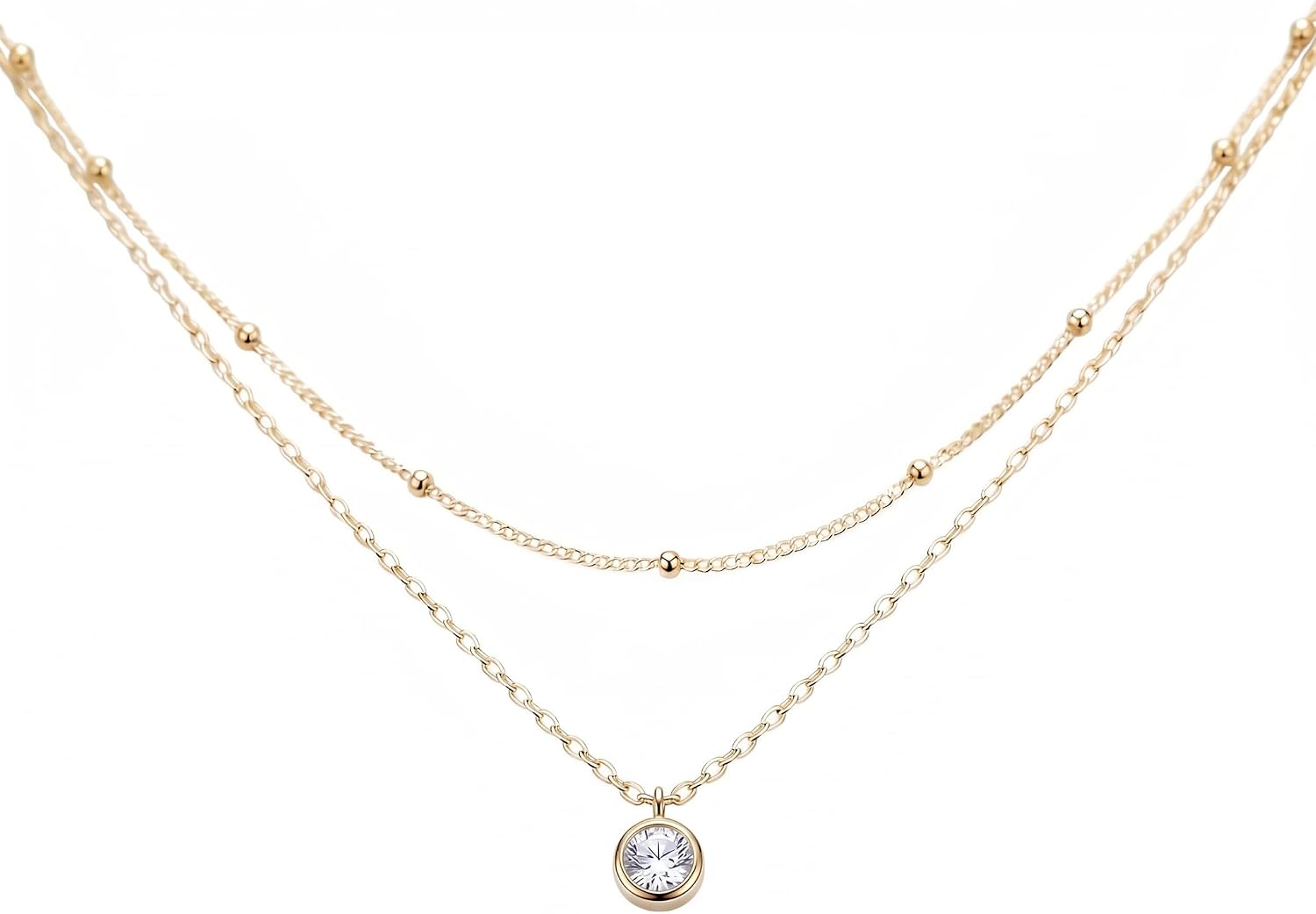 Layering Necklaces for Women, Delicate 14K Gold Plated Chains, Fashion Minimalist Pendant Necklace Set, Stylish Waterproof Jewelry