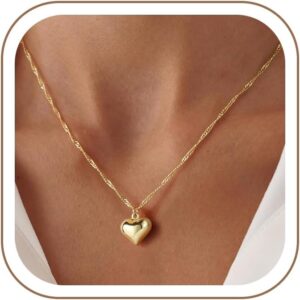 Turandoss Halskette Damen Gold, Klein Kette Herz Gold Damen Mädchen
