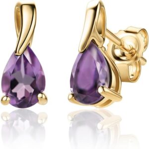 MIORE Women’s Jewellery White Gold / Yellow Gold 9 Carat 375 Gold Earrings Drop Earrings with Sapphire / Ruby / Emerald / Topaz / Amethyst / Aquamarine Gold Stud Earrings in High-Quality Jewellery Box