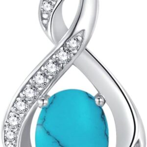 925 Sterling Silver Gemstone Birthstone Necklace Infinity Pendant Jewellery Birthday Jewellery for Women Girls Mother 40 + 5 cm