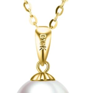 9k Real Gold Pearl Necklace for Women with 18k Gold Pendant, 9 ct/375 Golden Pearl Pendant Chain Jewellery Gifts for Birthday Christmas 40 + 5 cm