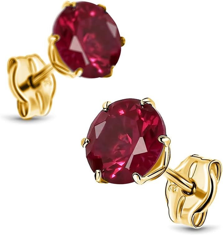 MIORE Women's 9 Carat Yellow Gold / White Gold 375 Gold Earrings Women's Gold Stud Earrings Gold with Ruby / Sapphire / Zirconia / Emerald in Prong Setting Hypoallergenic Earrings in High-Quality – Bild 2