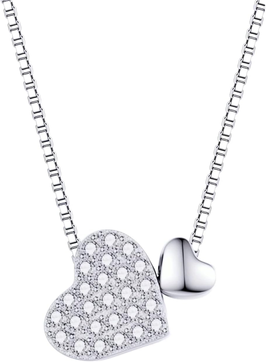 Silberkette Damen 925 mit Herzanhänger,Personalisierte Kette Halsreif Silber Anhänger in Blau,Wasserfester Herz Halsketten Boho Silberschmuck Jewelry Geschenk für Frauen Freundin – Bild 8
