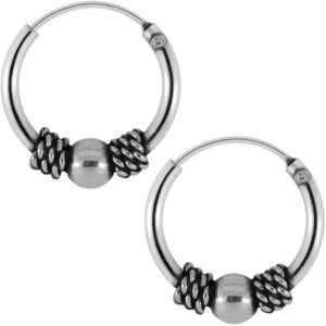 Soul-Cats© Bali Creole Earrings 925 Sterling Silver 1 Pair