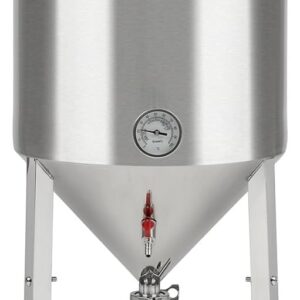 Klarstein Gärkeller Beer Brewing System with Thermometer, Conical Brewing Kettle, for Beer Brewing or Fermenting Wine, Airlock: Airtight Lid, Drain Tap, Version: Pro 60 L, Silver