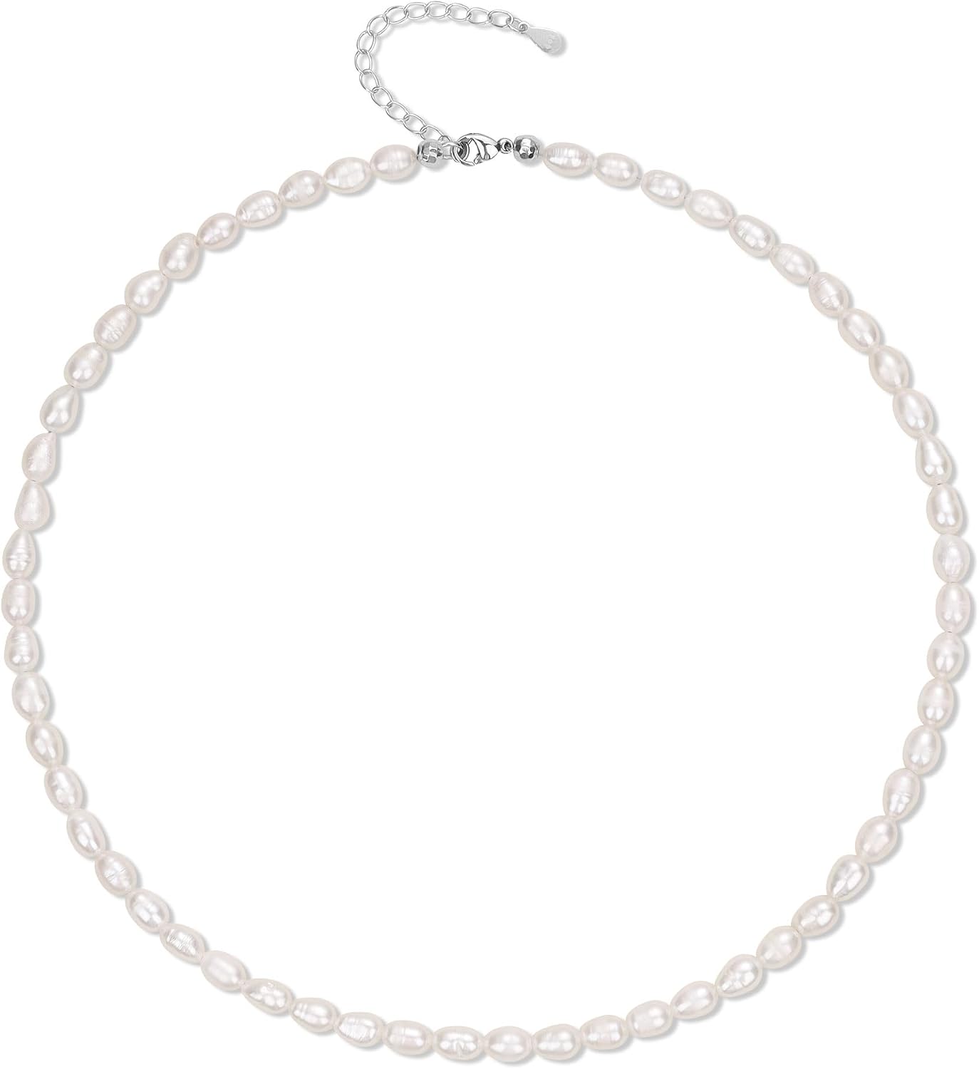 COAI GAVU Women's Necklace with White Freshwater Pearls and 925 Silver Chain
