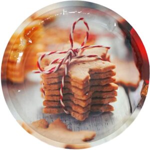 Pastry & Decorative Plate 26 cm Diameter Height 3 cm Metal Christmas Biscuit Plate Decoration Cookie Cutter Biscuits (Design #01)