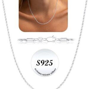 ZOERAY Women’s 925 Silver Chain Without Pendant Waterproof Real Pure Silver Chain 1.5/2/3 mm Wide Shiny Necklace Cord Chain Silver Jewellery Christmas Gifts for Women Mum 16/18/20/22 Inch