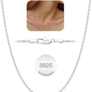 Esrael 925 Sterling Silver Solid 1.5 mm 2 mm Cord Chain Necklace for Women, Robust Non-Fading Silver Chain, Women's Jewellery, Gifts for Women, 14/16/18/20/22/24 Inches