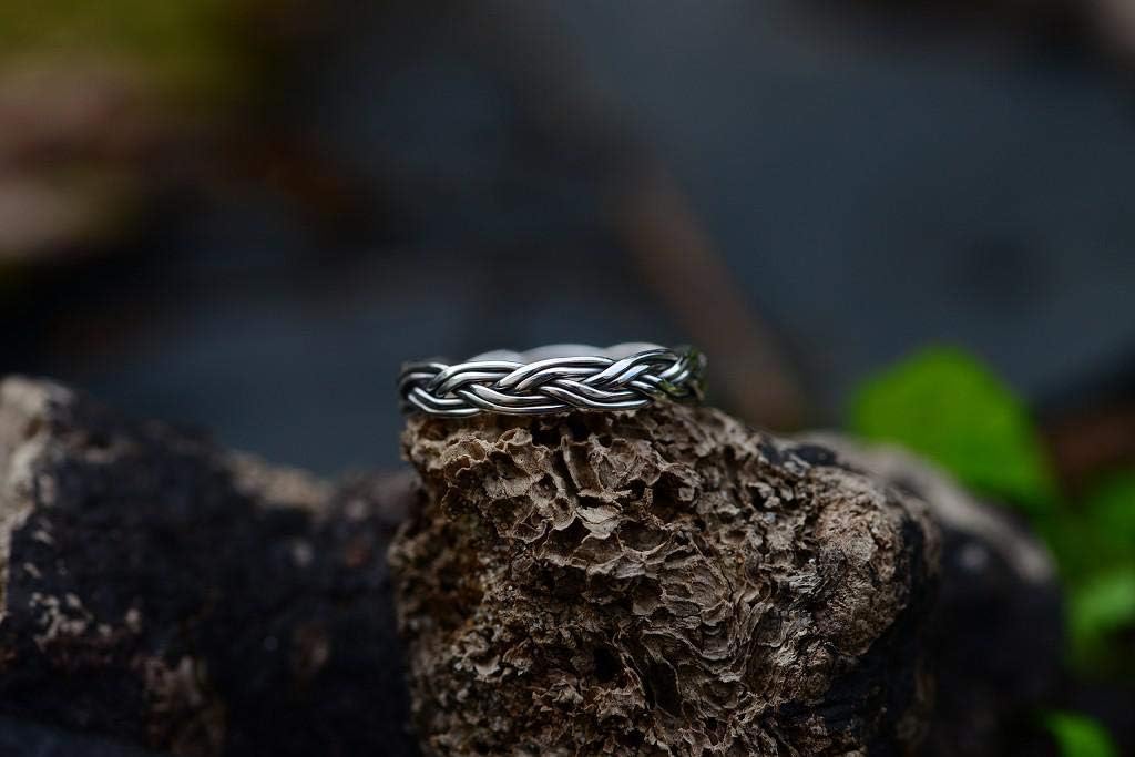 Windalf RANA Narrow Braided Ring 4mm Viking Jewellery 925 Sterling Silver – Bild 6