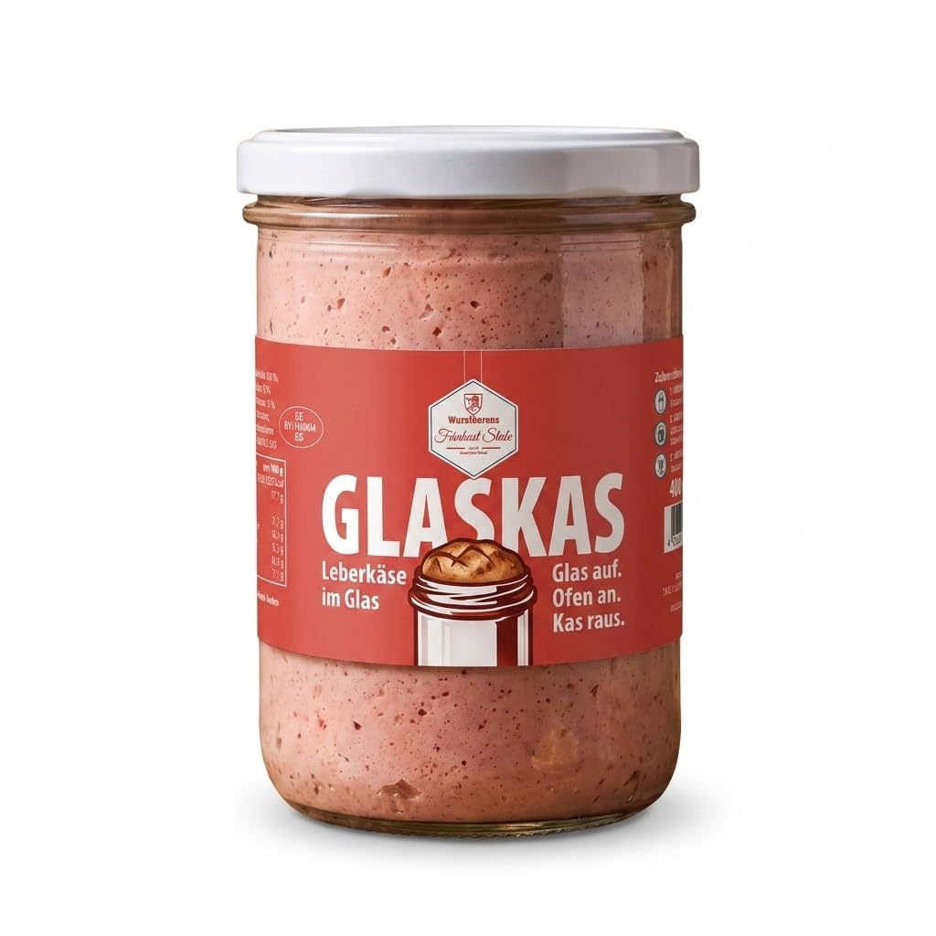 Wurstbaron GLASKAS Liver Cheese in Glass - Bavarian Meat Cheese for Baking Yourself, Shelf Life, 1 x 400 g