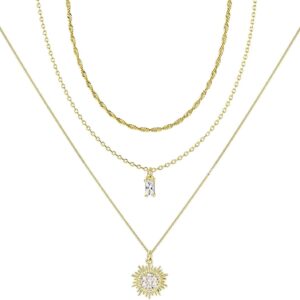 JSTHHTT 3-Pcs Layering Necklace, Gold Chain with Adjustable Round Pendant Chain, Women's Jewellery