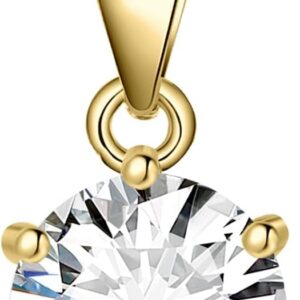 JewelryPalace Round Cut 1ct 2ct 3ct Cubic Zirconia Chain Pendant, Simulated Diamond Bridal Jewellery Set, Women's Silver 925 Necklace with Stone, Jewellery Girls for Women Rose Gold 45 cm