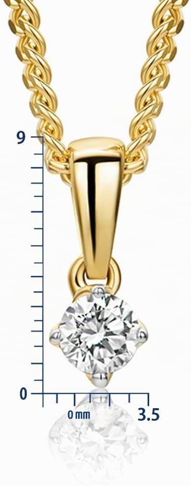 MIORE Schmuck, Kette Damen, Kettenanhänger Weißgold/Gelbgold 375 9kt mit Halskette Silber 925/ Vergoldet 18K und Diamant 0.10/0.15/0.25ct, Echt Gold Anhänger, Silberkette, Damen Schmuck Handgemacht – Bild 2