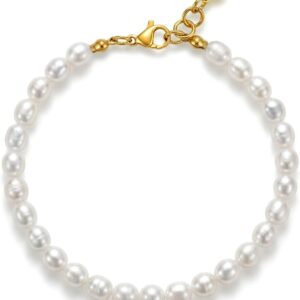 Women's Gold Pearl Bracelet with Freshwater Pearls 17-20cm