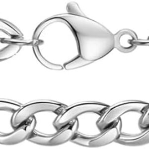 Men's Silver Titanium Stainless Steel Curb Chain Cuban Figaro Italian Curb Link Chain Silver Gold 7-8.5 Inch Jewellery Gift for Men Boyfriend Son
