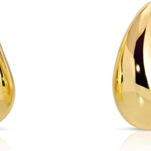Drop Earrings Dupes for Women Thick Gold Chunky Hoop Earring Water Drop Earring for Women Hypoallergenic Brass No Gemstone