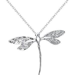 925 Silver Jewellery Long Dragonfly Pendant Necklaces Chains For Women