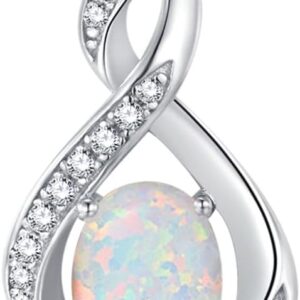 925 Sterling Silver Gemstone Birthstone Necklace Infinity Pendant Jewellery Birthday Jewellery for Women Girls Mother 40 + 5 cm