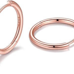 FaithHeart S925 Silver Earrings Women's Men's Stud Earrings Silver 925 Hoop Earrings Huggies 8/10/12/14/16/18/20 mm Helix Piercing Folding Hoop Earrings Silver Earrings Ear Piercing Silver Jewellery