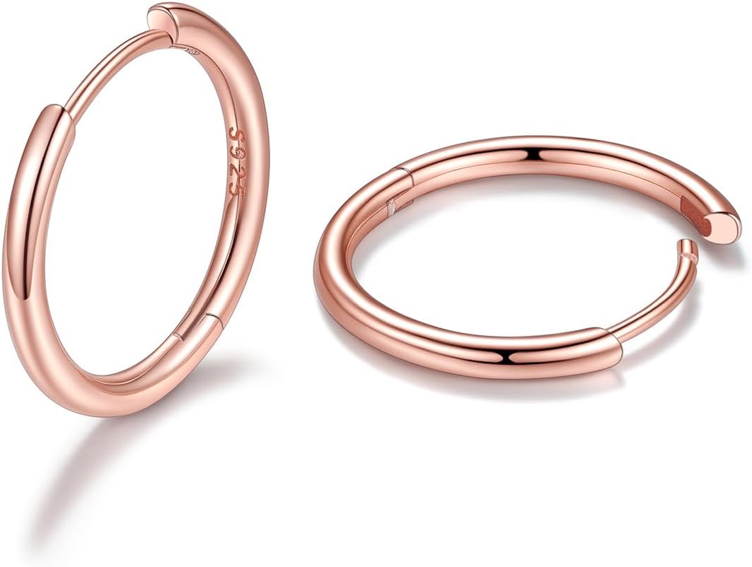 FaithHeart S925 Silver Earrings Women's Men's Stud Earrings Silver 925 Hoop Earrings Huggies 8/10/12/14/16/18/20 mm Helix Piercing Folding Hoop Earrings Silver Earrings Ear Piercing Silver Jewellery