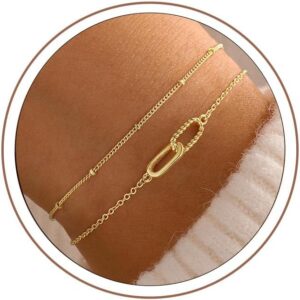 Turandoss Armband Damen Gold, Armbänder Gold Armband Set für Mädchen Damen