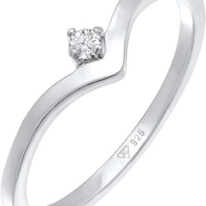 Elli Ring Damen Stapel V-Form mit Diamant (0.035 ct.) 925 Silber