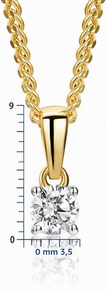 MIORE Schmuck, Kette Damen Silber 925, Kettenanhänger Weißgold/Gelbgold 9K 375 9kt mit Diamant 0.15/0.25 Ct, Echt Gold Anhänger, Gliederkette Silber, Silberkette, Damen Schmuck Handgemacht – Bild 2