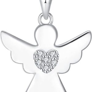 Jrêveinfini Guardian Angel Necklace Women Girls 925 Silver with Pendant Christening Gift for Girls Women Adjustable 40 + 5 cm