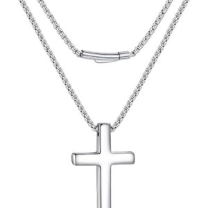 PROSTEEL Men's Venetian Chain Stainless Steel Cross Chain Waterproof Cross Pendant in S/M/L Available Cross Necklace Jewellery for Everyday Use Necklace with 41/46/51/55/61 cm