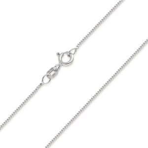 Materia #K32 Women’s Silver Necklac, Fine 925 Silver, 1 mm Curb Chain, Jewellery, 40–120 cm