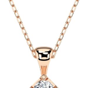 EDELIND Women’s Gold Chain 585 Real Gold Diamond Pendant 0.08 Ct with Anchor Chain Gold 45 cm, Adjustable Length – Gold Jewellery with Elegant Gift Box