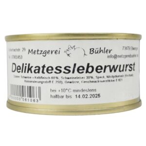 Delicates Liver Sausage Canned Sausage 120 g Homemaker Sausage Canned from Pork and Veal and 30% Liver Traditional Formula Perfect for Camping and Emergency Rations Landmetzgerei Bühler