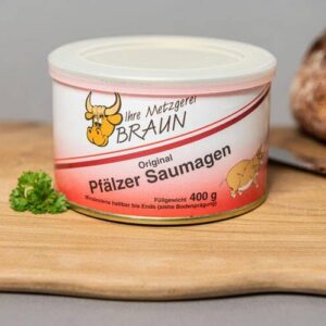 Braun Butcher Shop Pfälzer Saumagen in 2 x 400 g Ring Pull Tin and Lid