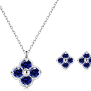 Women’s Clover Birthstone Jewellery Set in 925 Sterling Silver