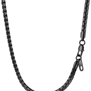 PROSTEEL Men’s Necklace, High-Quality Stainless Steel, Plated, Venetian Chain, Pea Chain, 4 mm/6 mm Wide Chain with Lobster Clasp for Men/Boys, Choice of Length: 46–76 cm