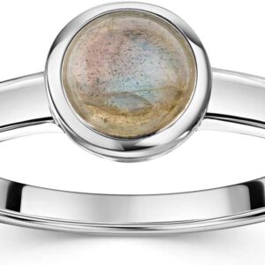 MATERIA by Matthias Wagner Gemstone Ring 925 Silver Round for Women in Many Colours and Sizes